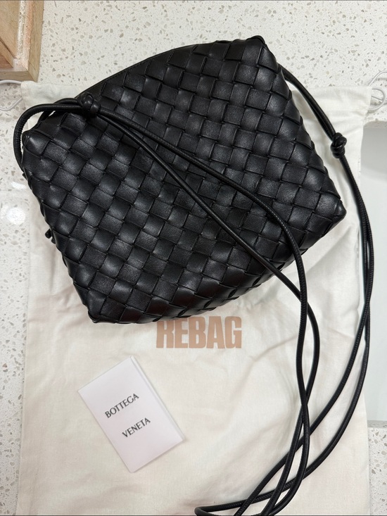Bottega Veneta Handbags - Bottega Veneta Black Intrecciato Woven Crossbody Pouch